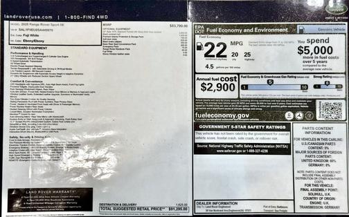 2025 Land Rover Range Rover Sport SE