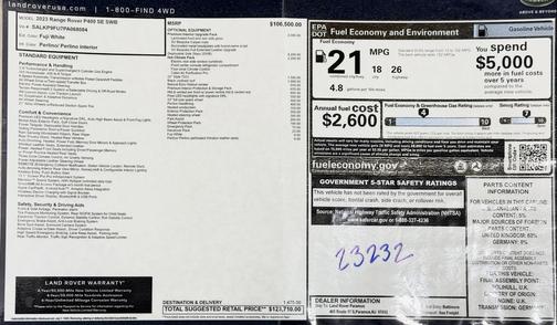 Fuji White 2023 Land Rover Range Rover P400 SE