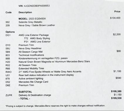 2023 Mercedes-Benz EQS 450 4MATIC