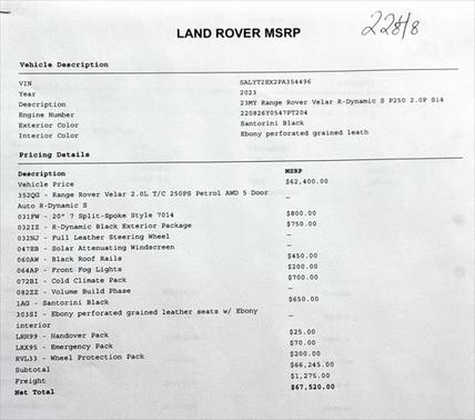 2023 Land Rover Range Rover Velar P250 S R-Dynamic