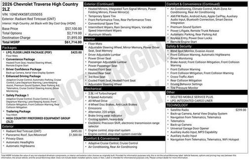 2026 Chevrolet Traverse High Country