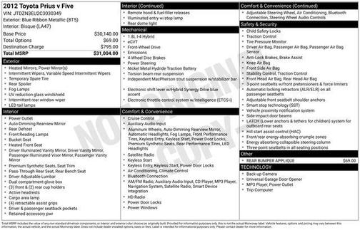 2012 Toyota Prius v Five