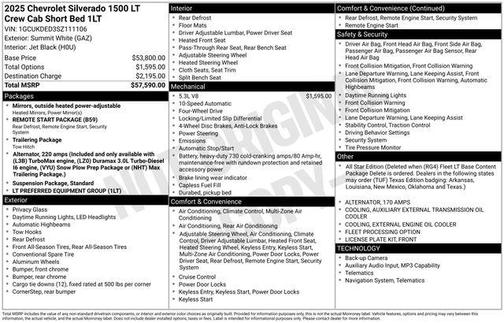 Summit White 2025 Chevrolet Silverado 1500 LT