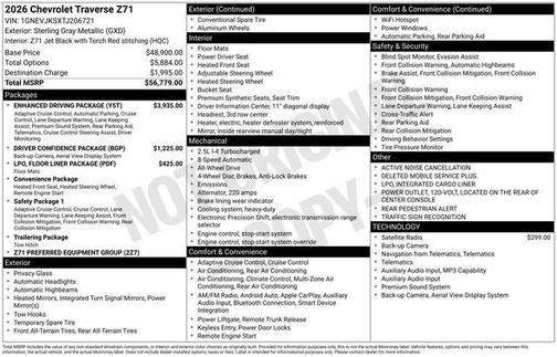 Sterling Gray Metallic 2026 Chevrolet Traverse AWD Z71