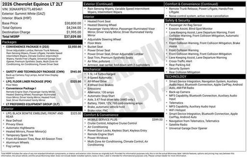 Summit White 2026 Chevrolet Equinox 1LT