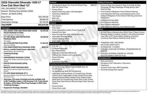 Sterling Gray Metallic 2026 Chevrolet Silverado 1500 LT