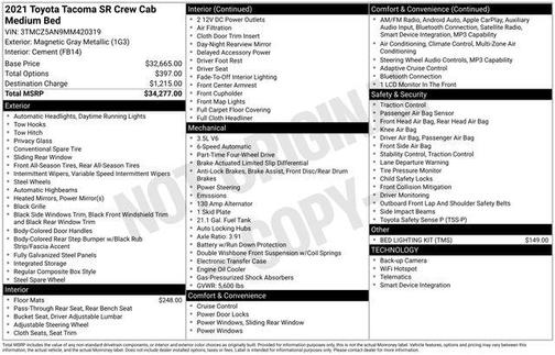 Magnetic Gray Metallic 2021 Toyota Tacoma SR