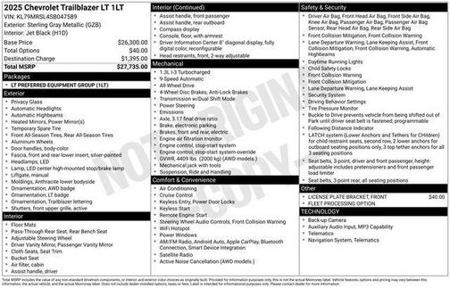 Sterling Gray Metallic 2025 Chevrolet Trailblazer LT
