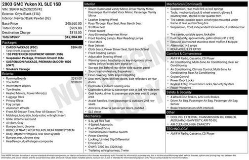 Onyx Black 2003 GMC Yukon XL 1500 SLE