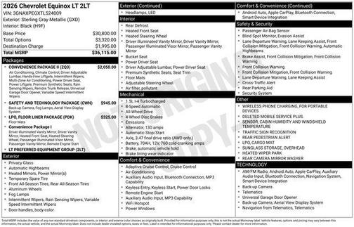 Sterling Gray Metallic 2026 Chevrolet Equinox 1LT