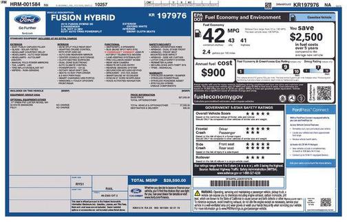 Oxford White 2019 Ford Fusion Hybrid SE
