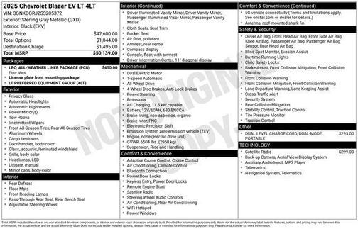 Sterling Gray Metallic 2025 Chevrolet Blazer EV eAWD LT