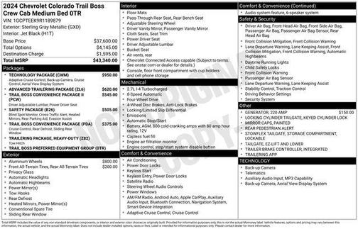 Sterling Gray Metallic 2024 Chevrolet Colorado Trail Boss