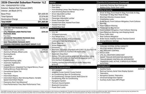 Radiant Red Tintcoat 2026 Chevrolet Suburban Premier
