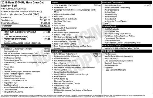 Billet Silver Metallic Clearcoat 2019 RAM 2500 Big Horn