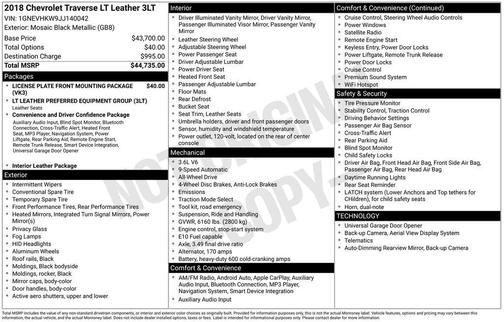 2018 Chevrolet Traverse LT Leather