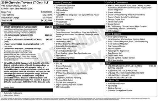 2020 Chevrolet Traverse LT Cloth