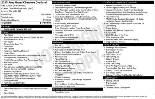 2015 Jeep Grand Cherokee Overland