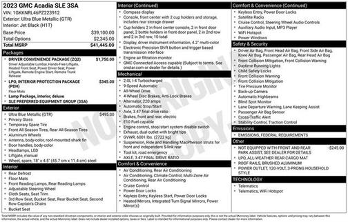 2023 GMC Acadia SLE