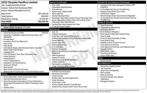 2022 Chrysler Pacifica Limited