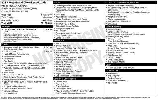 Bright White Clearcoat 2023 Jeep Grand Cherokee Altitude