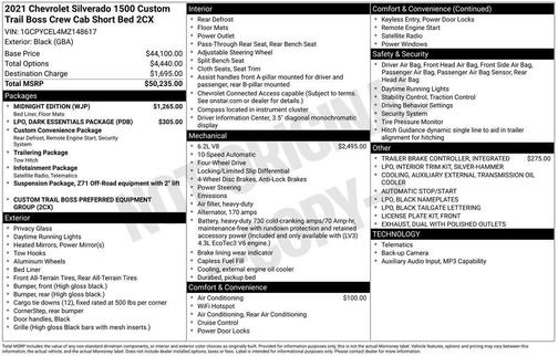 Black 2021 Chevrolet Silverado 1500 Custom Trail Boss