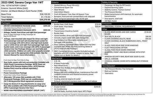 2023 GMC Savana 2500 Work Van