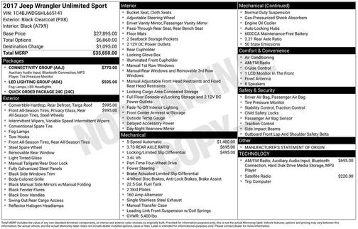 2017 Jeep Wrangler Unlimited Sport