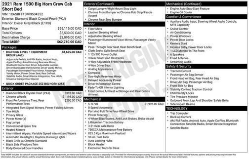 Diamond Black 2021 RAM 1500 Big Horn