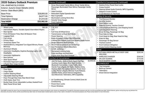 2020 Subaru Outback Premium