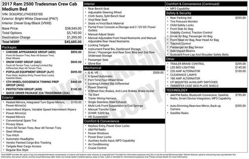 Bright White Clearcoat 2017 RAM 2500 Tradesman