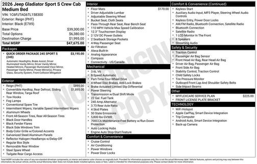 2026 Jeep Gladiator Sport