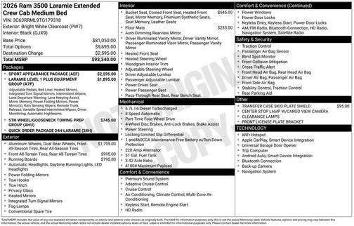 Bright White Clearcoat 2026 RAM 3500 Laramie