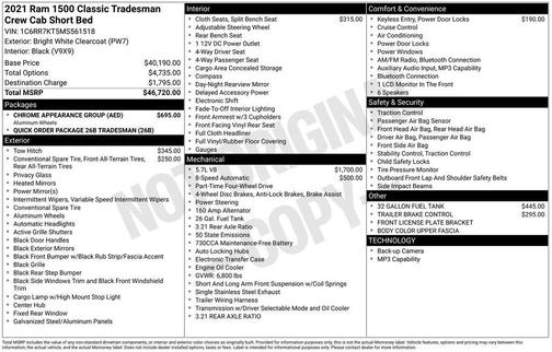 2021 RAM 1500 Classic Tradesman