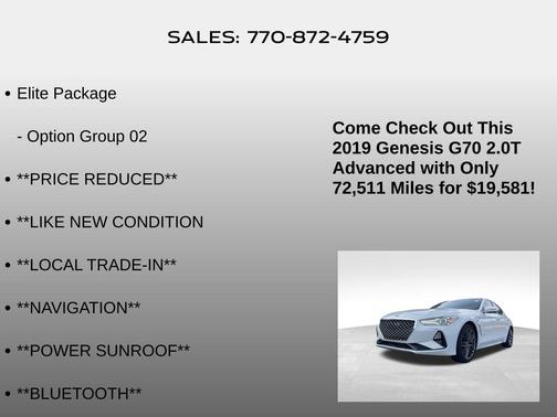 2019 Genesis G70 2.0T Advanced