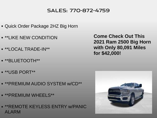 2021 RAM 2500 Big Horn Crew Cab 4x4 6'4' Box