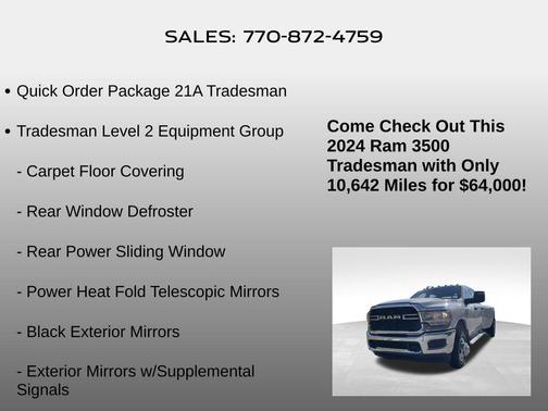 2024 RAM 3500 Tradesman Crew Cab 4x4 8' Box
