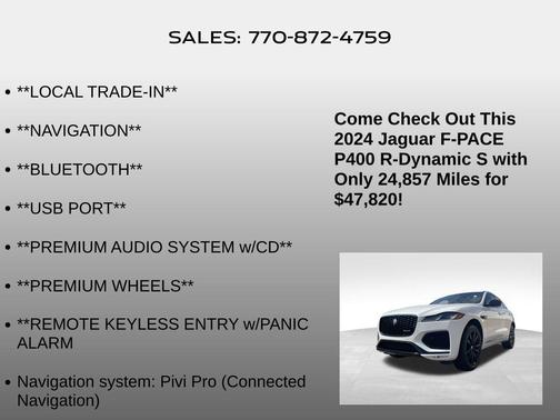 2024 Jaguar F-PACE R-Dynamic S P400 AWD Automatic
