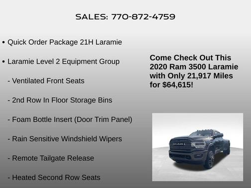 2020 RAM 3500 Laramie Crew Cab 4x4 8' Box