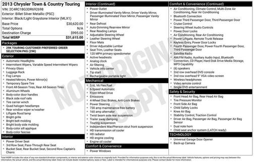 Billet Silver Metallic Clearcoat 2013 Chrysler Town & Country Touring