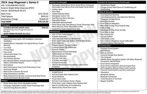 Bright White Clearcoat 2024 Jeep Wagoneer L Series II