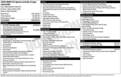 Alpine White 2026 BMW X2 xDrive28i