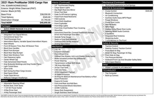 2021 RAM ProMaster 3500 High Roof