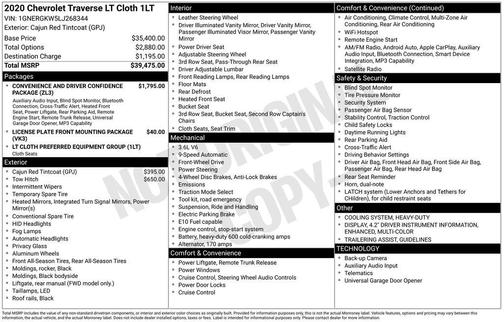 Cajun Red Tintcoat 2020 Chevrolet Traverse LT Cloth