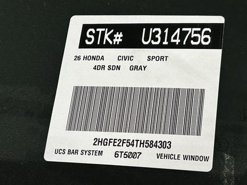 Urban Gray Pearl 2026 Honda Civic Sport