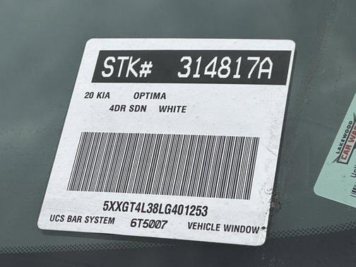 Ebony Black 2020 Kia Optima LX