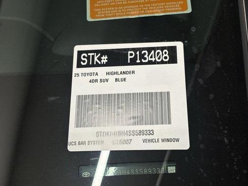 Blueprint 2025 Toyota Highlander XSE