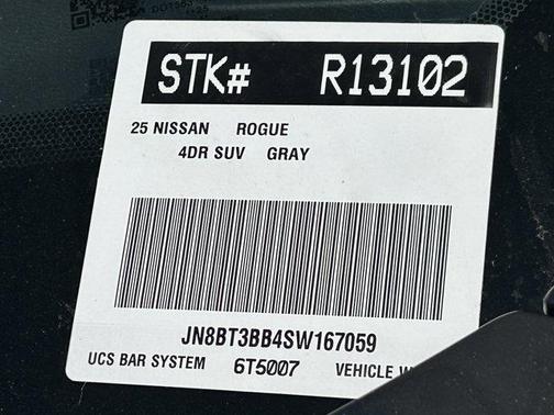 Gun Metallic 2025 Nissan Rogue SV