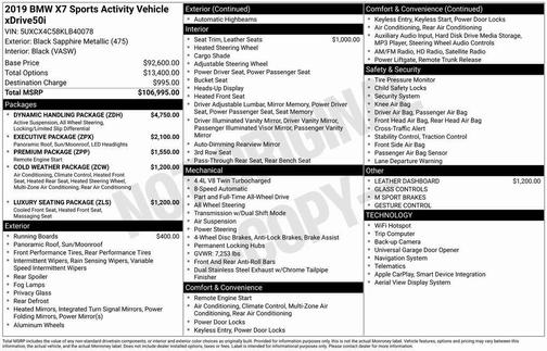 2019 BMW X7 xDrive50i