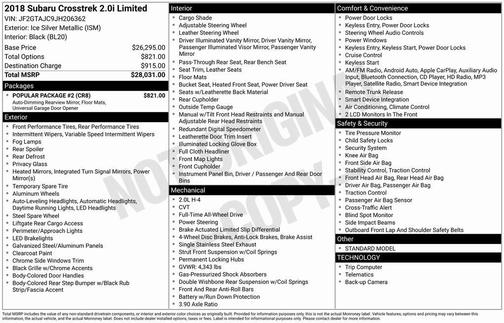 2018 Subaru Crosstrek 2.0i Limited